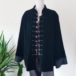 Soft Surroundings Black Velvet Mandarin Jacket 3X